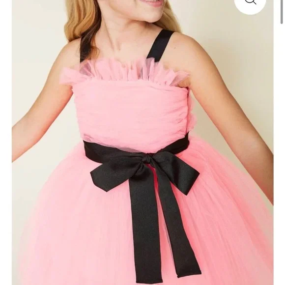 Twin-Set Pink Tulle Dress with Black Bow by designer Twinset